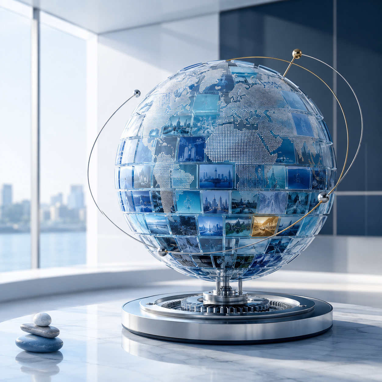 Global diversifiziertes Portfolio als präzise ausbalancierte Weltkugel